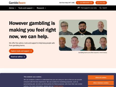 GambleAware英国官方赌博帮助平台 - 免费匿名支持与自助工具