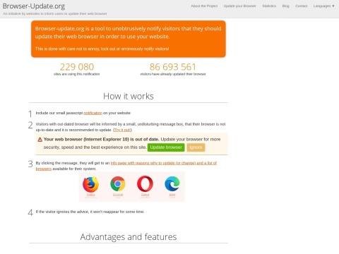 Browser-Update.org：优雅提醒访客升级浏览器的开源解决方案