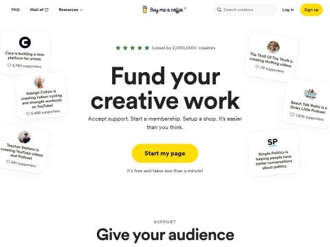 Buy Me a Coffee：美国创作者接受粉丝支持与会员服务的首选平台