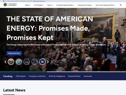 美国能源部官网 - 能源政策、科研数据与国家级实验室门户