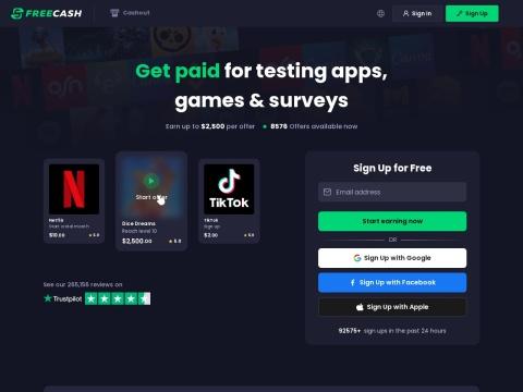 Freecash 奖励任务平台