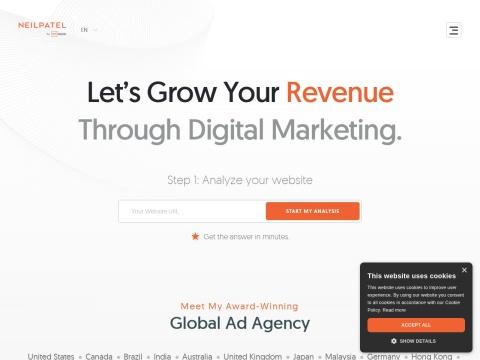 Neil Patel官网 - 美国数字营销专家提供的在线营销分析与增长工具平台