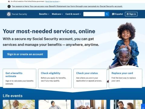 美国社会保障管理局(SSA)官网 - 社会保障服务与福利申请平台