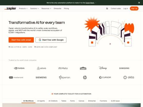 Zapier：自动化AI工作流与8000+应用集成的美国领先平台